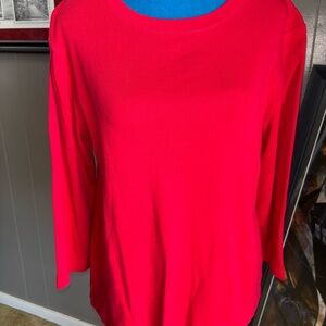 Kim Rogers Red 3/4 Sleeve Relaxed Blouse